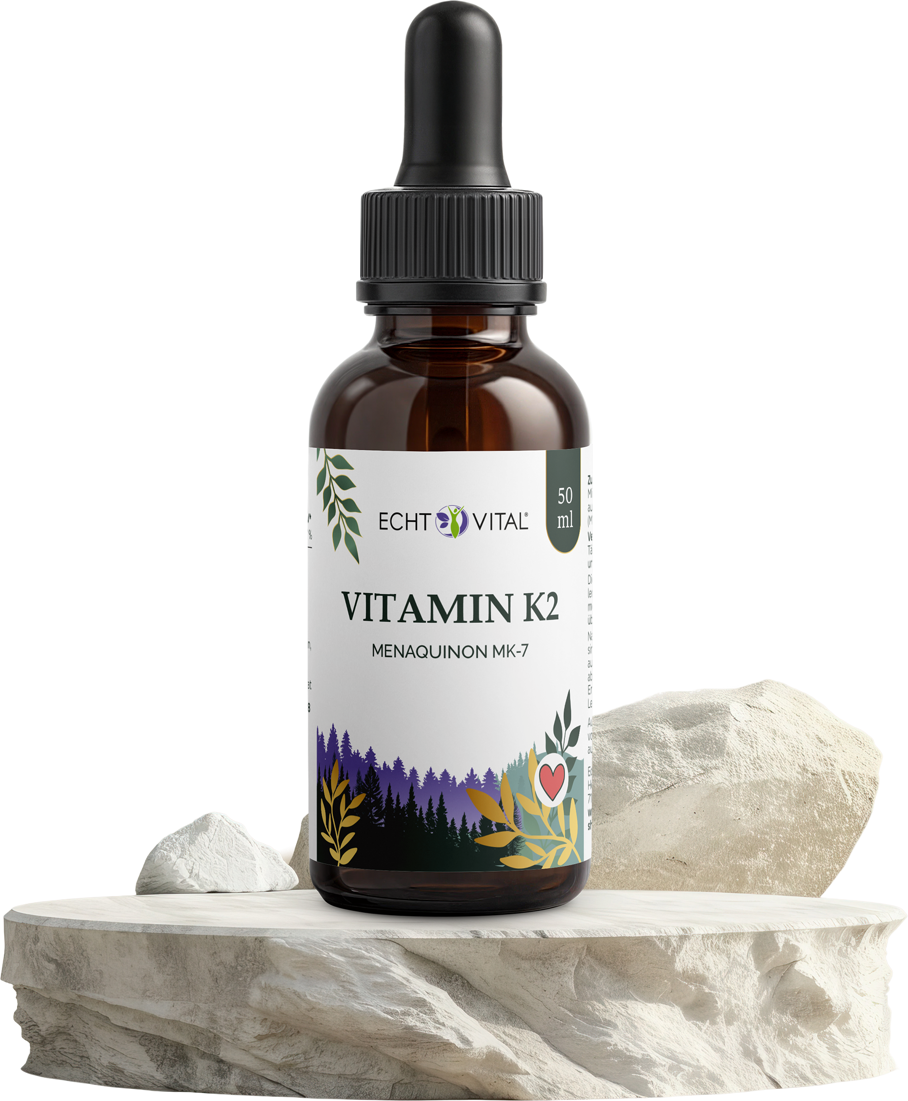 Vitamin K2 Tropfen natürlich - ECHT VITAL Premium Qualität